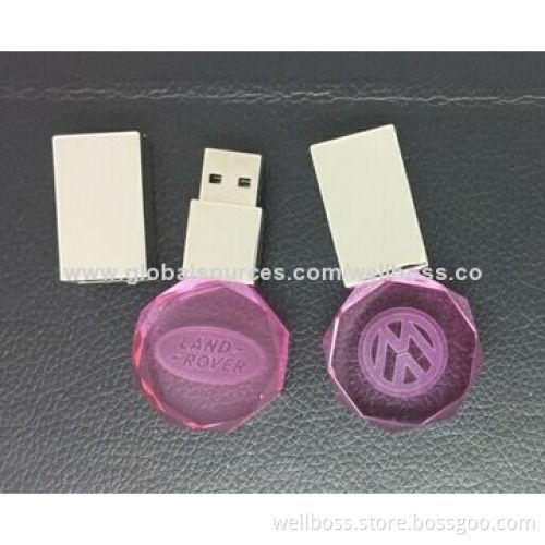 Colorfull Crystal USB Flash Drives, Customized Packaging Types/Logos Accepted, 256MB to 32GBNew